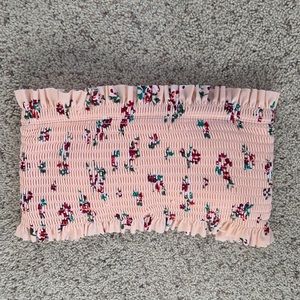 pink floral bandeau bikini top